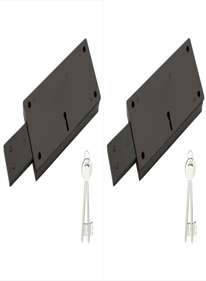 Duke Shutter Lock Sleek Pack of 2 Pieces Rolling Shutter Lock 3 Turn Shutter Locks Locks for Shutter & Main gate Color Black Steel - Image 1